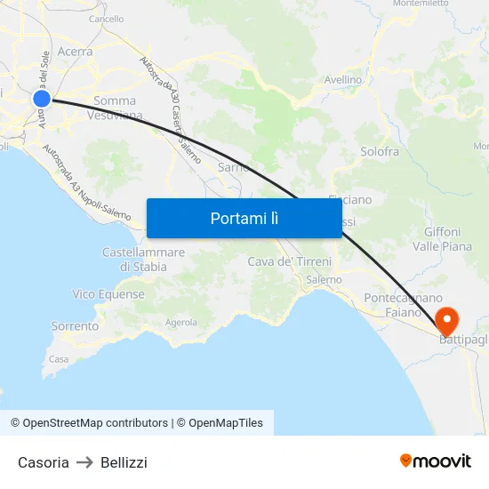 Casoria to Bellizzi map