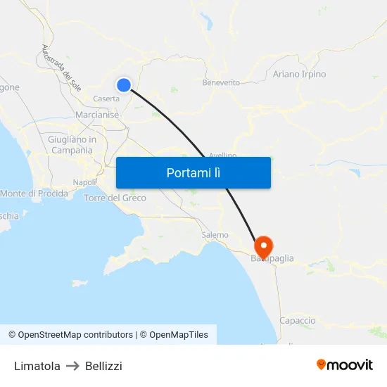Limatola to Bellizzi map
