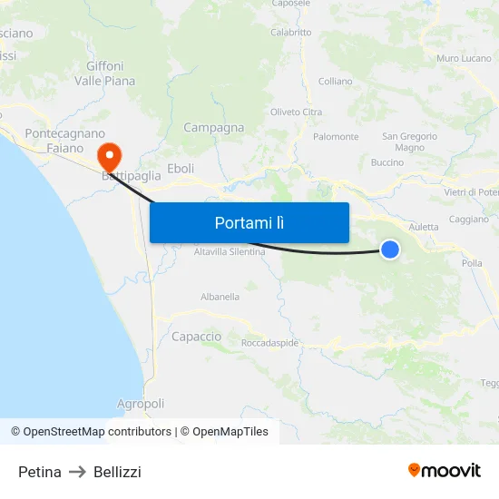 Petina to Bellizzi map