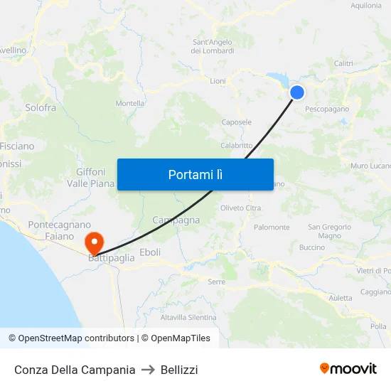 Conza Della Campania to Bellizzi map