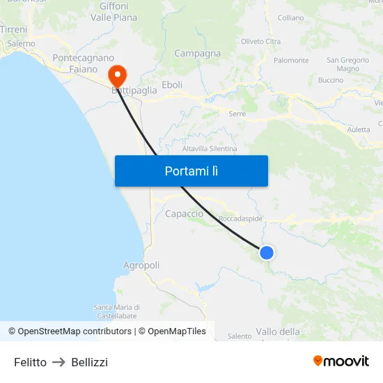 Felitto to Bellizzi map