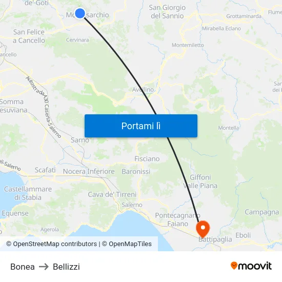 Bonea to Bellizzi map