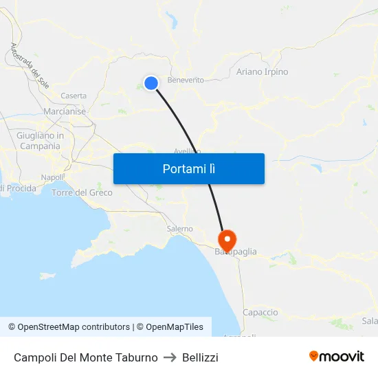 Campoli Del Monte Taburno to Bellizzi map