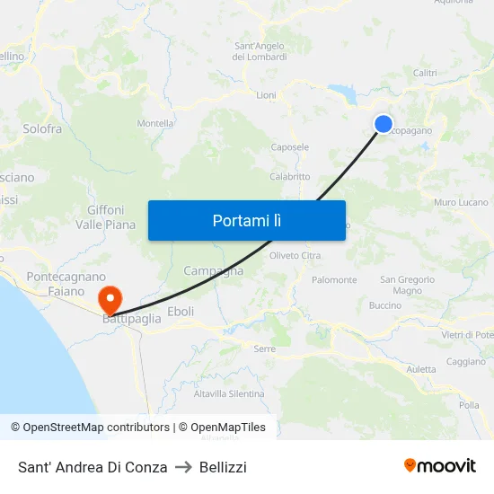 Sant' Andrea Di Conza to Bellizzi map