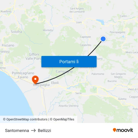 Santomenna to Bellizzi map