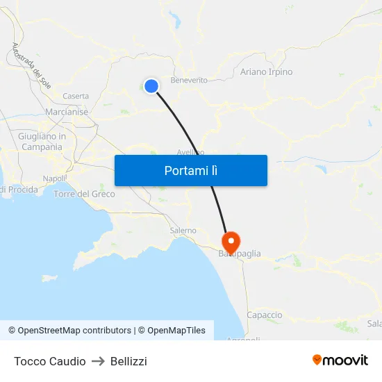 Tocco Caudio to Bellizzi map