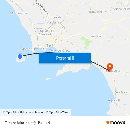 Piazza Marina to Bellizzi map