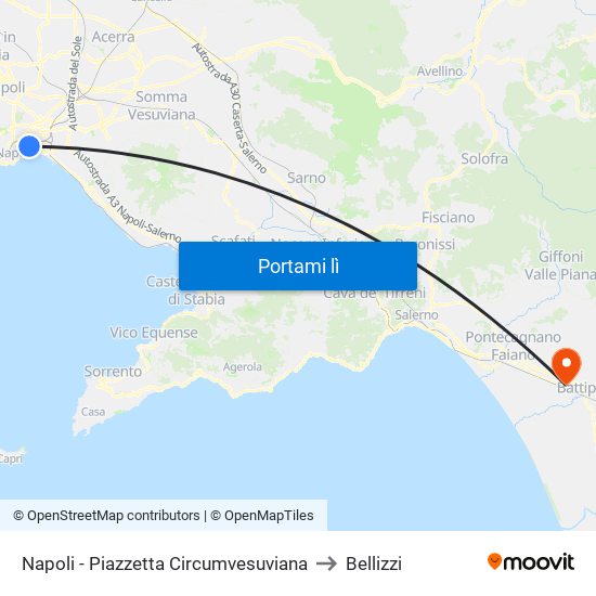 Napoli - Piazzetta Circumvesuviana to Bellizzi map