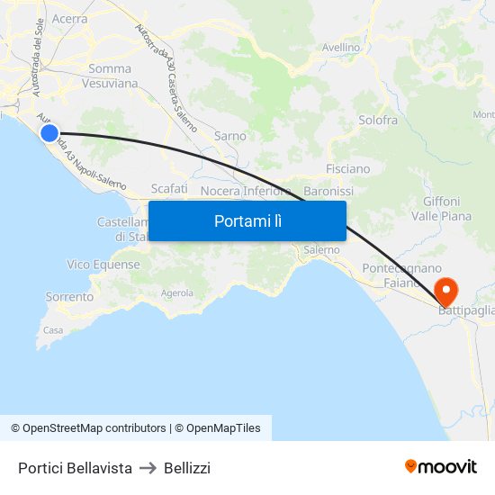 Portici Bellavista to Bellizzi map
