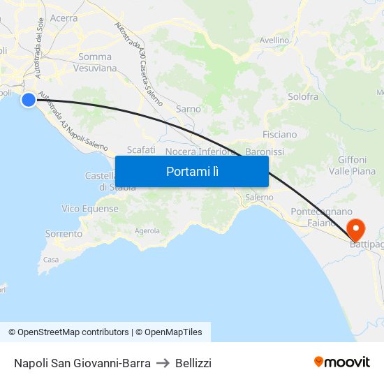 Napoli San Giovanni-Barra to Bellizzi map