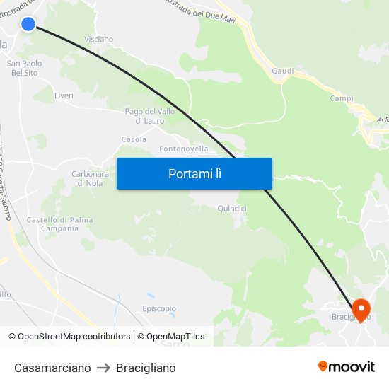 Casamarciano to Bracigliano map