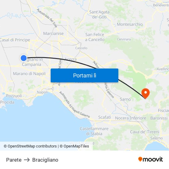 Parete to Bracigliano map