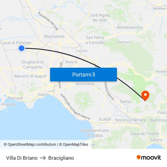 Villa Di Briano to Bracigliano map