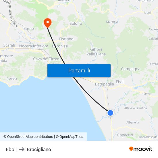 Eboli to Bracigliano map