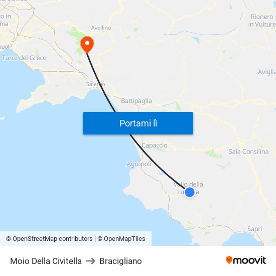 Moio Della Civitella to Bracigliano map