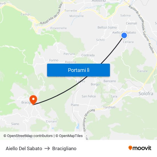 Aiello Del Sabato to Bracigliano map