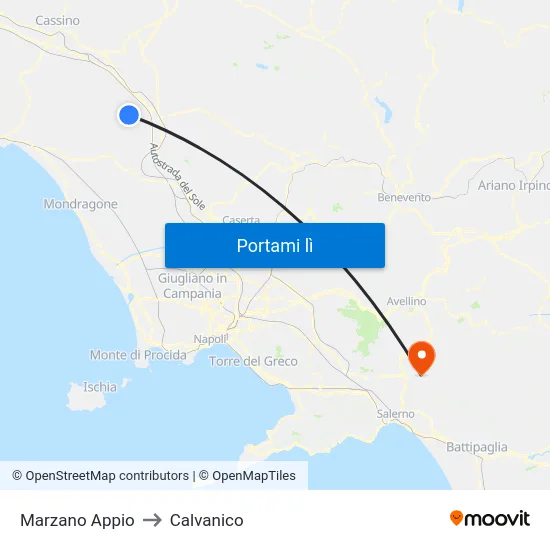 Marzano Appio to Calvanico map