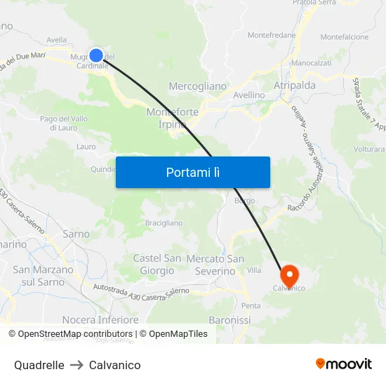 Quadrelle to Calvanico map