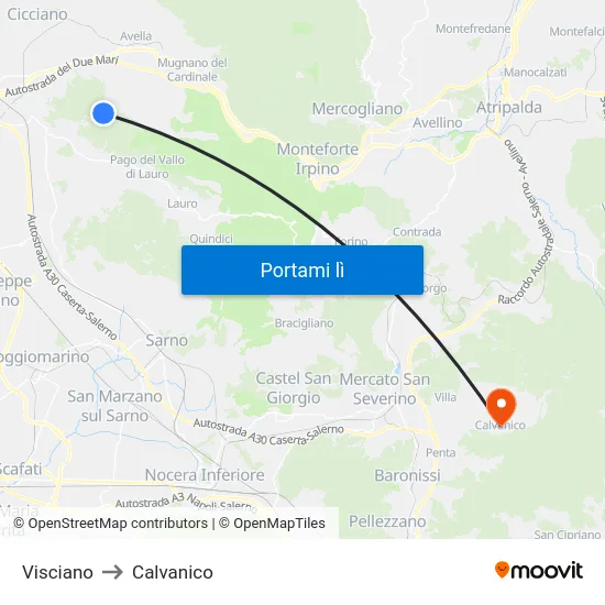 Visciano to Calvanico map
