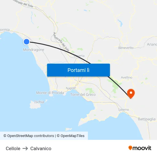 Cellole to Calvanico map