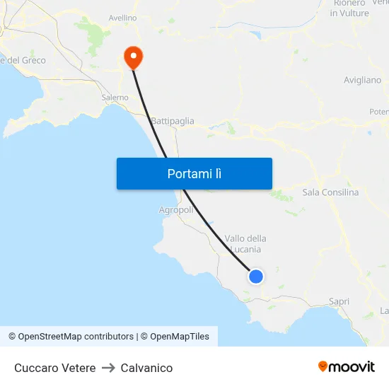 Cuccaro Vetere to Calvanico map