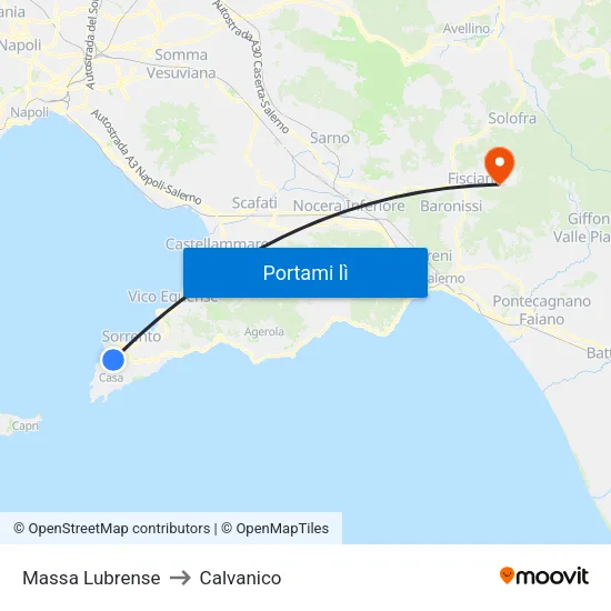 Massa Lubrense to Calvanico map