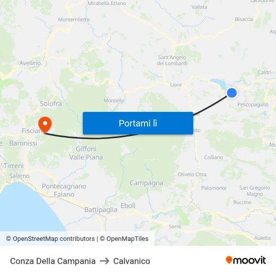 Conza Della Campania to Calvanico map