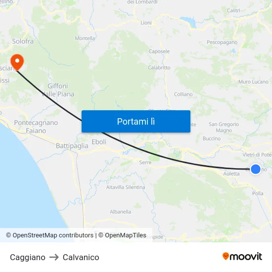Caggiano to Calvanico map