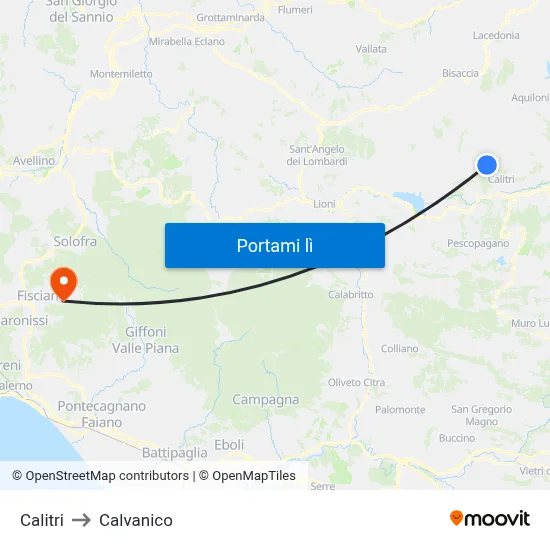 Calitri to Calvanico map