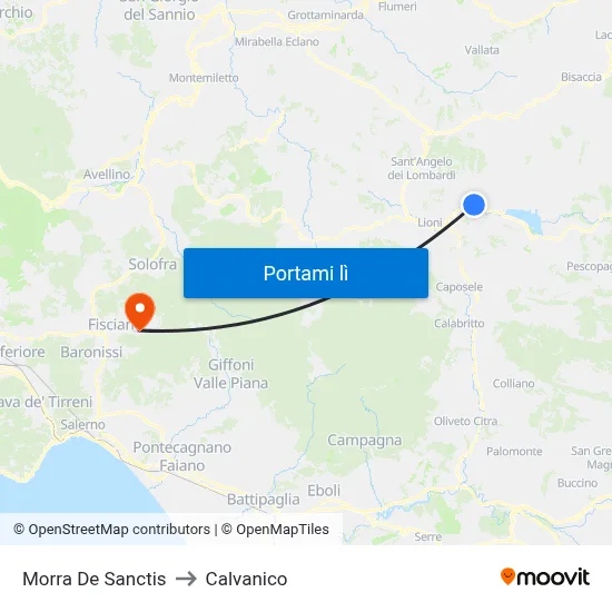 Morra De Sanctis to Calvanico map
