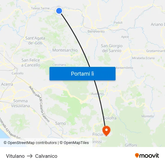Vitulano to Calvanico map
