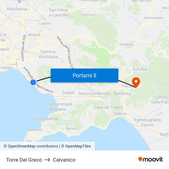 Torre Del Greco to Calvanico map
