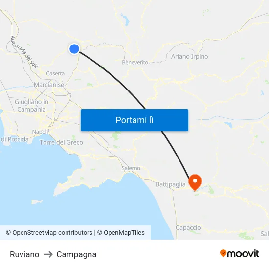 Ruviano to Campagna map