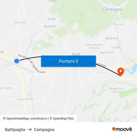 Battipaglia to Campagna map