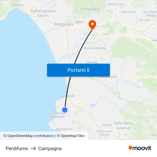Perdifumo to Campagna map