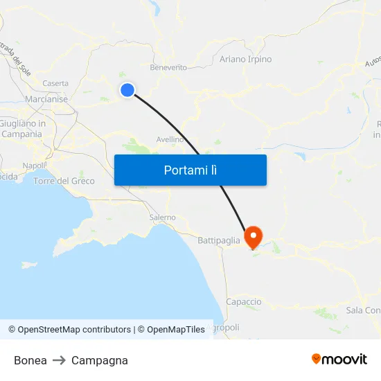 Bonea to Campagna map