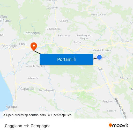 Caggiano to Campagna map