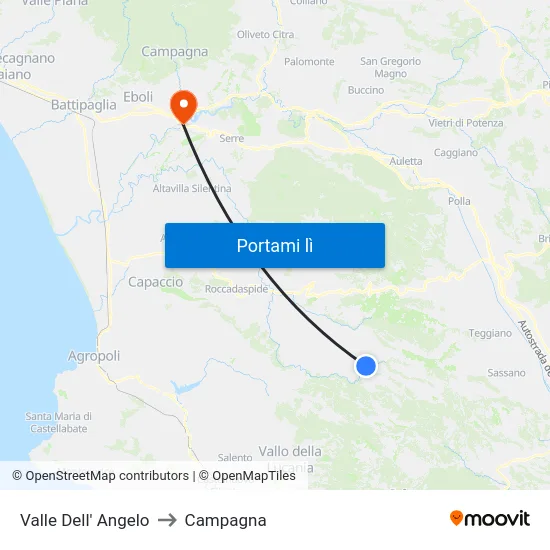 Valle Dell' Angelo to Campagna map