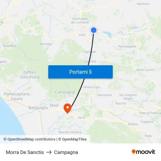 Morra De Sanctis to Campagna map