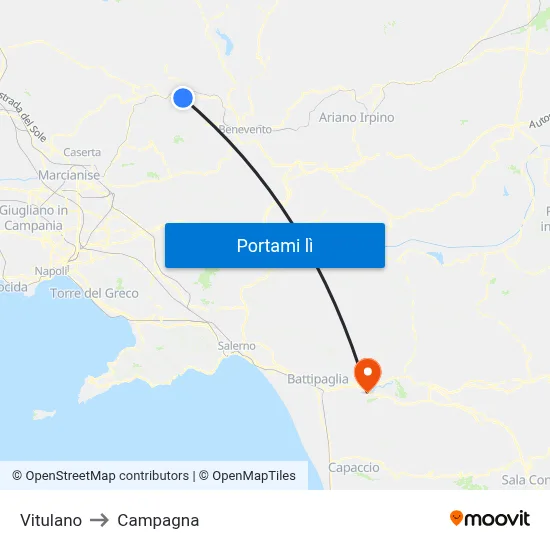 Vitulano to Campagna map