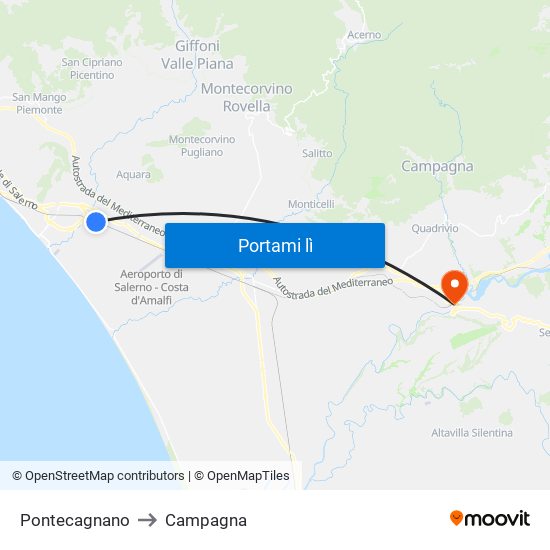 Pontecagnano to Campagna map