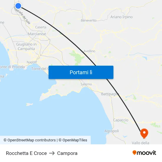 Rocchetta E Croce to Campora map