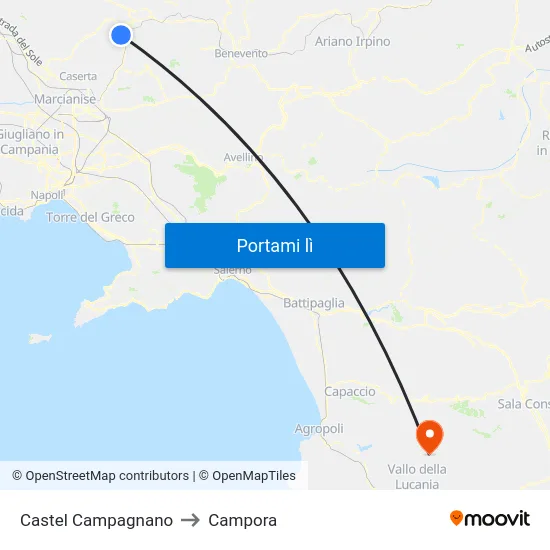 Castel Campagnano to Campora map