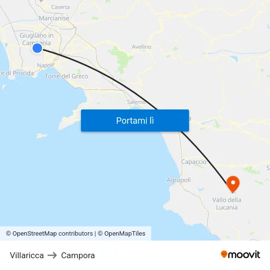 Villaricca to Campora map
