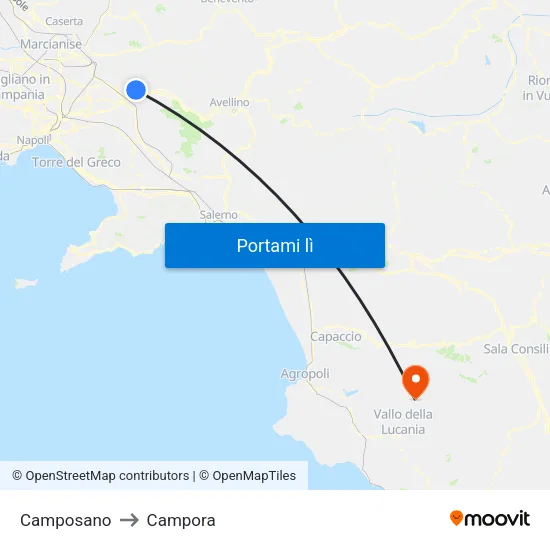 Camposano to Campora map