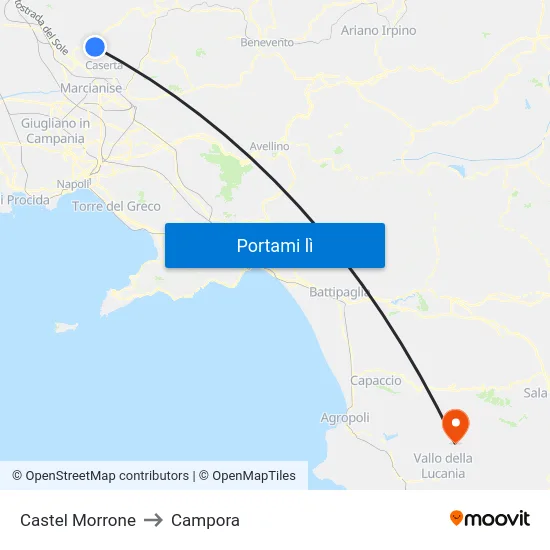 Castel Morrone to Campora map