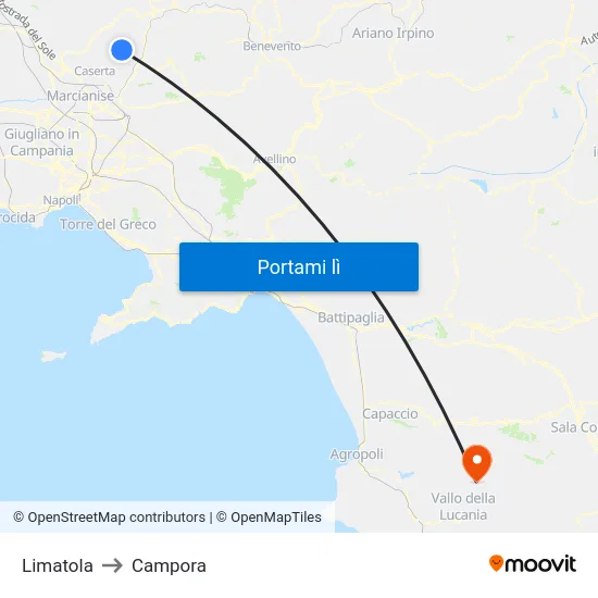Limatola to Campora map