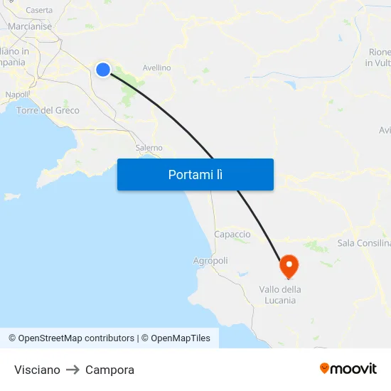 Visciano to Campora map