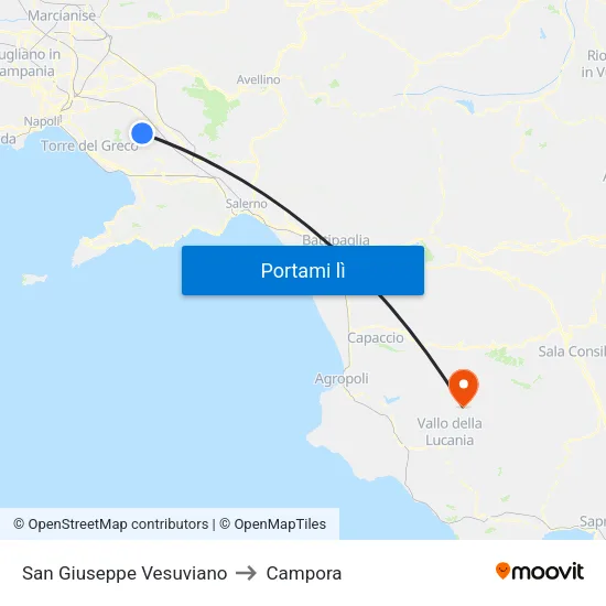 San Giuseppe Vesuviano to Campora map