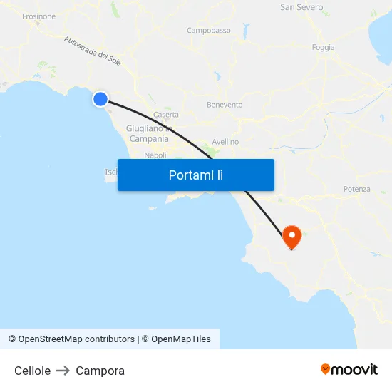 Cellole to Campora map